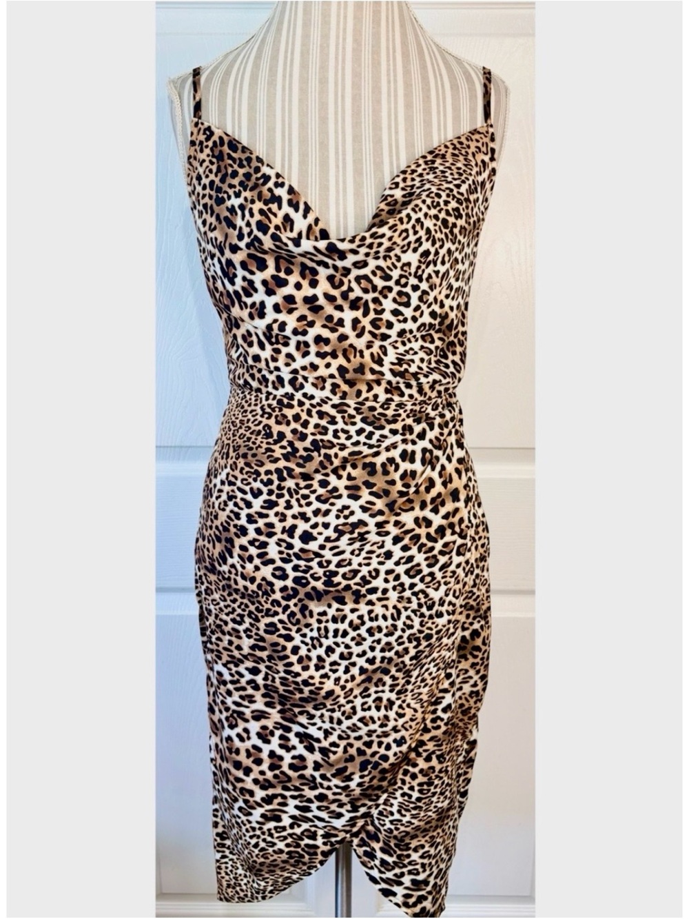 Charlotte Russe Sexy Leopard Print Cowl Neck Chiffon Slip Dress Small